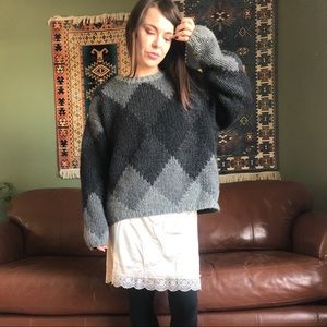 J Crew Oversized Grey Wool Sweater Boyfriend Large